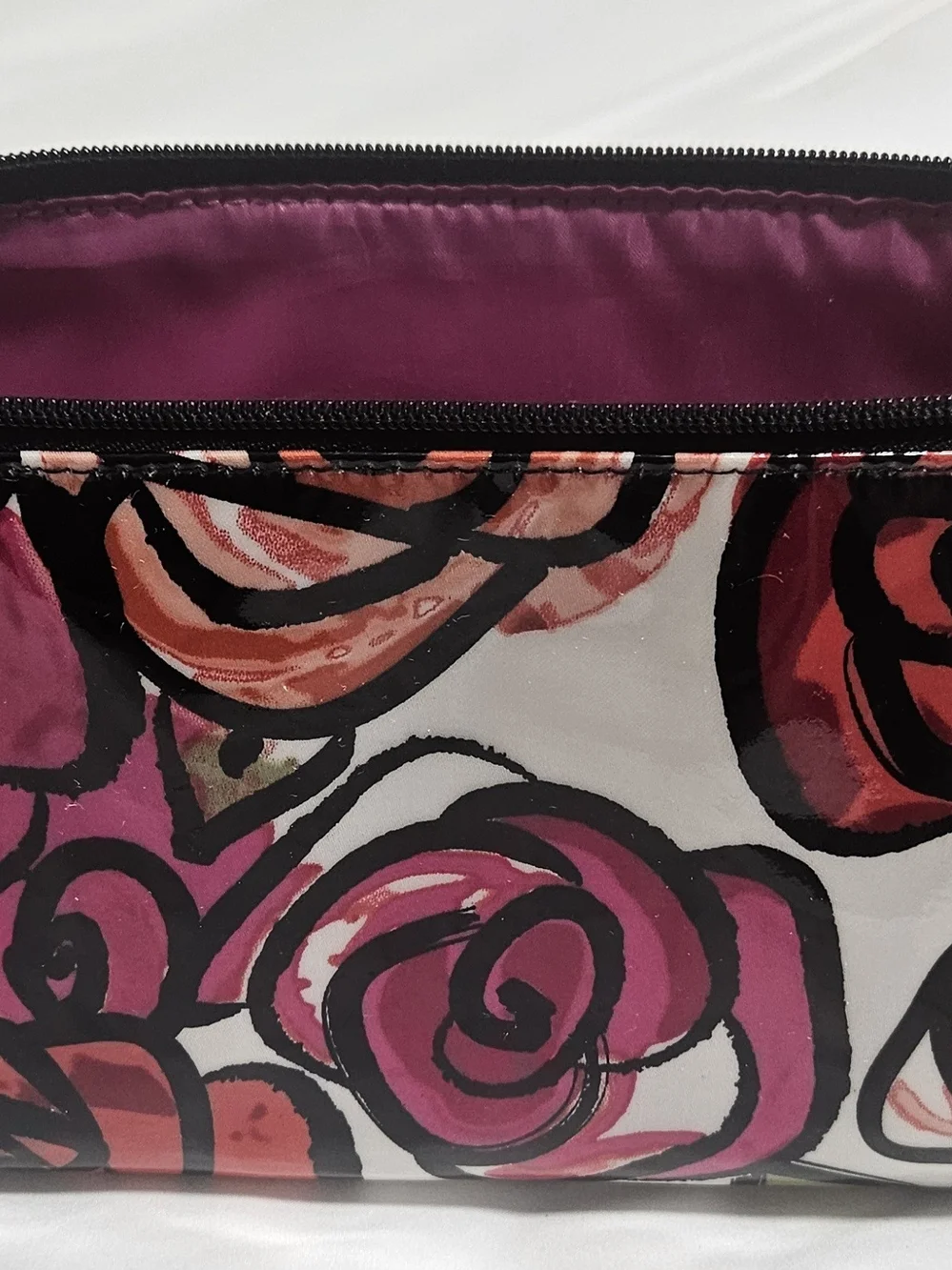 Stephanie Johnson Floral Cosmetic‎ Pouch in Pink, Black and Green
